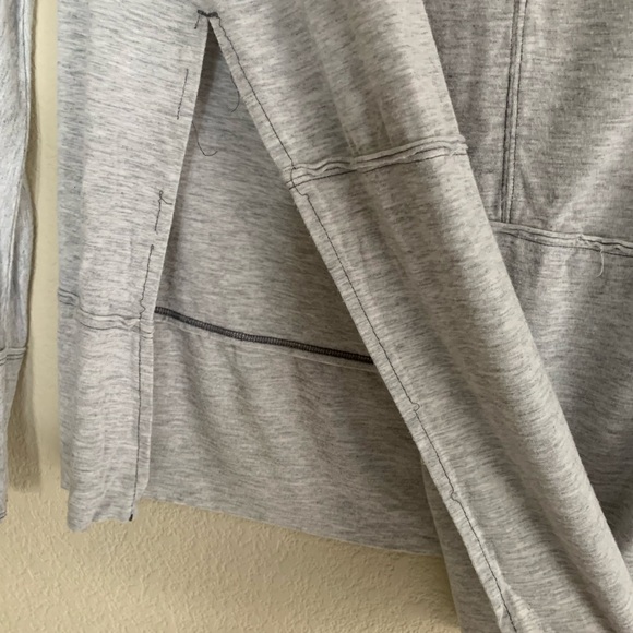 We The Free People Gray Luna Top Long Sleeve Wide Neck Split Sides Size XS? Sml? - Picture 7 of 11